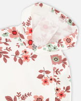 Fleece Hoodie Off White With Flower Print-4