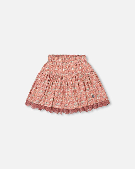 Printed Woven Skirt Dusty Mauve Floral Print-0