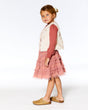 Below The Knee Mesh Skirt With Frills Salmon Pink-2