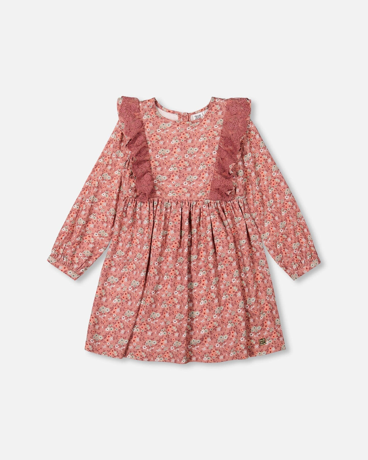 Printed Woven Dress With Frills Dusty Mauve Floral Print-0