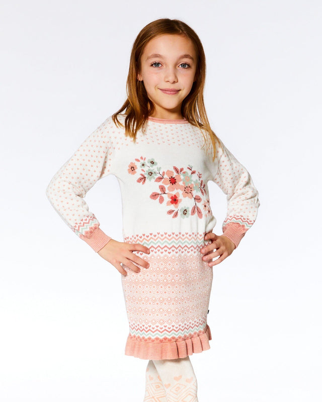 Jacquard Knit Sweater Dress Off White-1