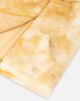 Hooded Faux Fur Vest Yellow Tie Dye-3