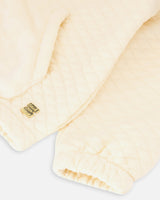 Quilted Fleece Hooded Top With Pocket Off White-4