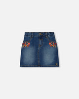 Denim Skirt With Embroidery-0