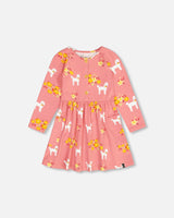 Organic Jersey Dress With Pockets Pink Poodle Print-0