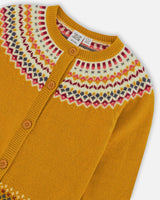 Icelandic Knitted Cardigan Yellow Ochre-4
