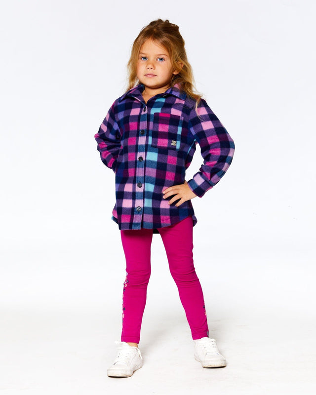 Long Multicolored Plaid Overshirt With Pocket In Polar Fleece-2