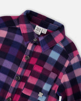 Long Multicolored Plaid Overshirt With Pocket In Polar Fleece-4