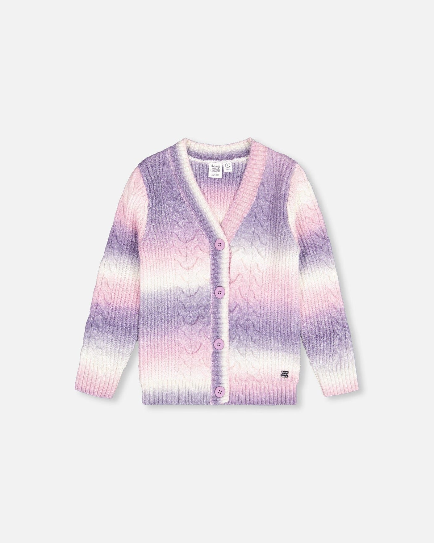 Lavender Gradient Knitted Cable Long Cardigan-0