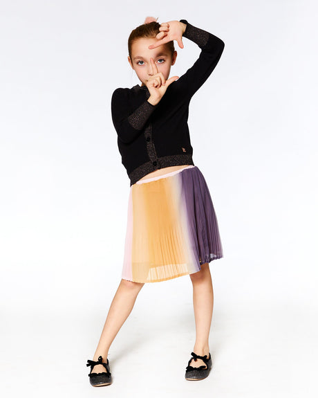 Gradient Chiffon Pleated Skirt Pink And Gold-2