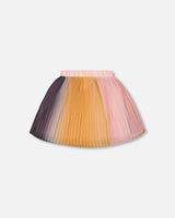 Gradient Chiffon Pleated Skirt Pink And Gold-3
