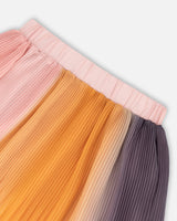 Gradient Chiffon Pleated Skirt Pink And Gold-4