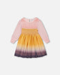 Gradient Chiffon Dress With Smocking Pink And Gold-0