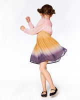 Gradient Chiffon Dress With Smocking Pink And Gold-2
