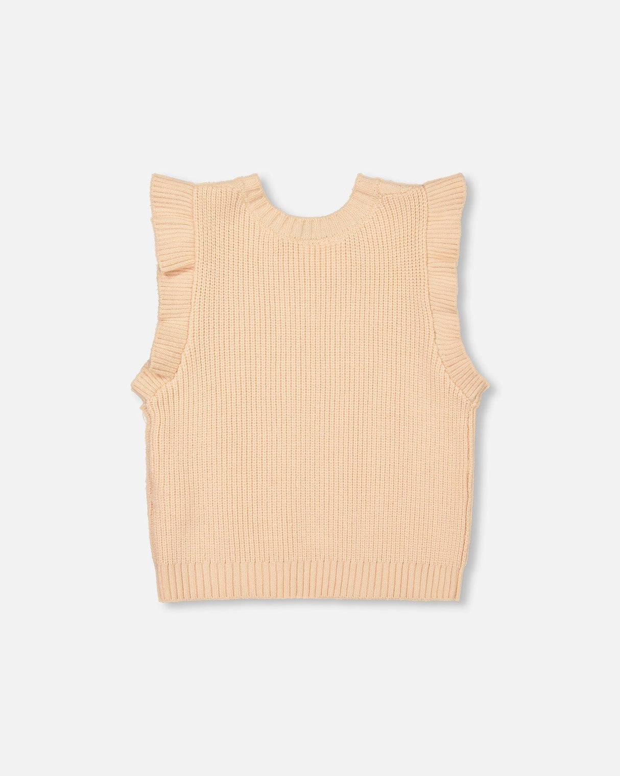 Knitted Vest With Frills Beige-3