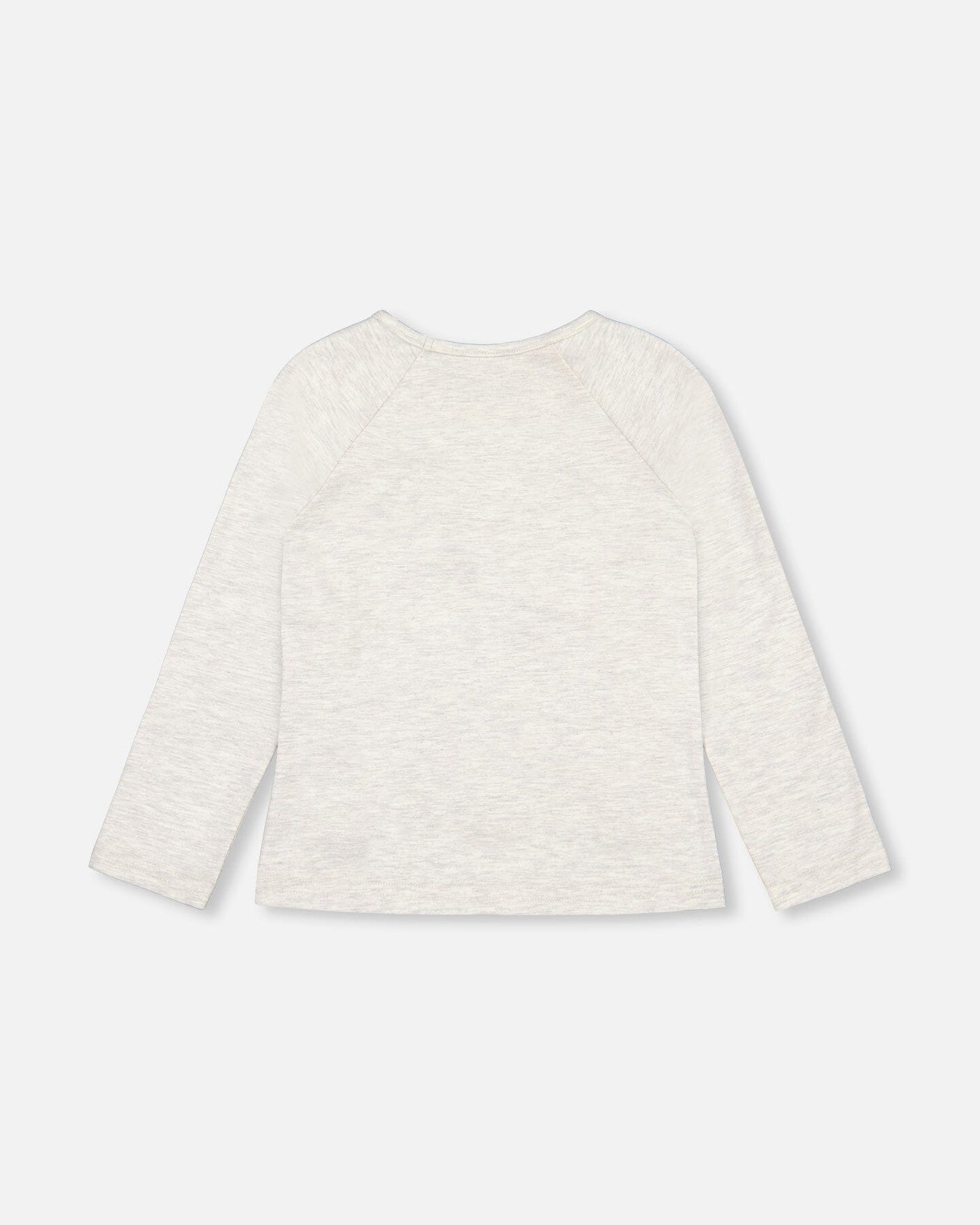 Long Sleeve T-Shirt Oatmeal Mix With Pompoms-2