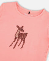Long Sleeve T-Shirt With A Glittering Deer-3