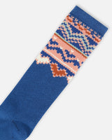 Jacquard Socks Teal Blue-1