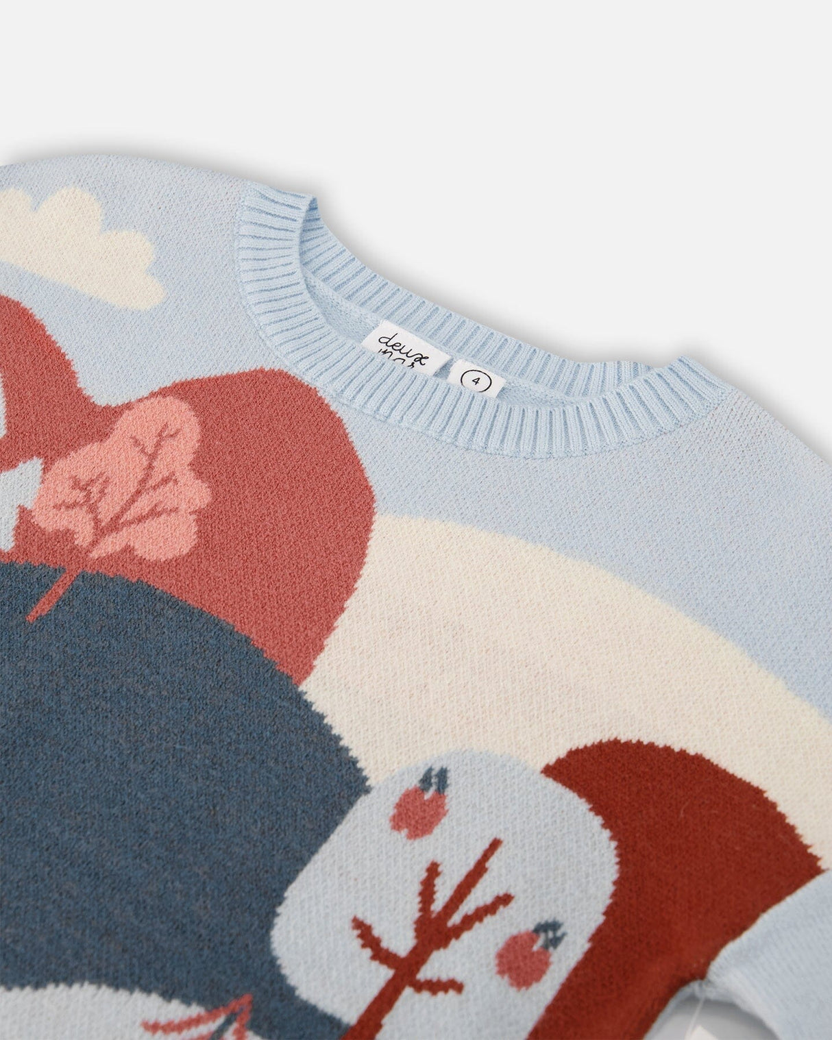 Jacquard Sweater Blue Sky With Forest Fawn Pattern-3