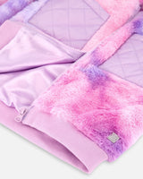 Faux Fur Hooded Jacket Tie Dye Purple-3