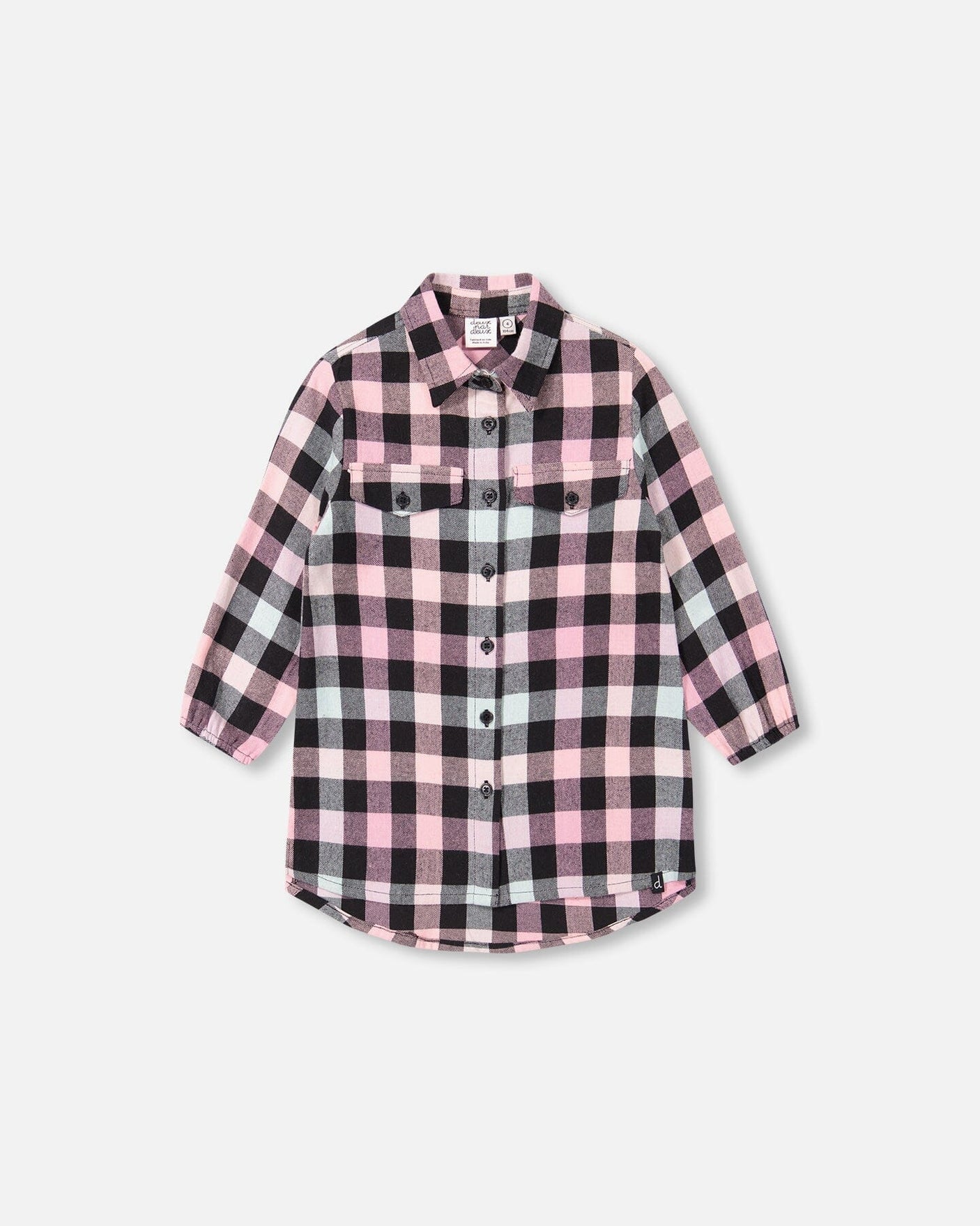 Long Flannel Shirt Flash Pink Plaid-0