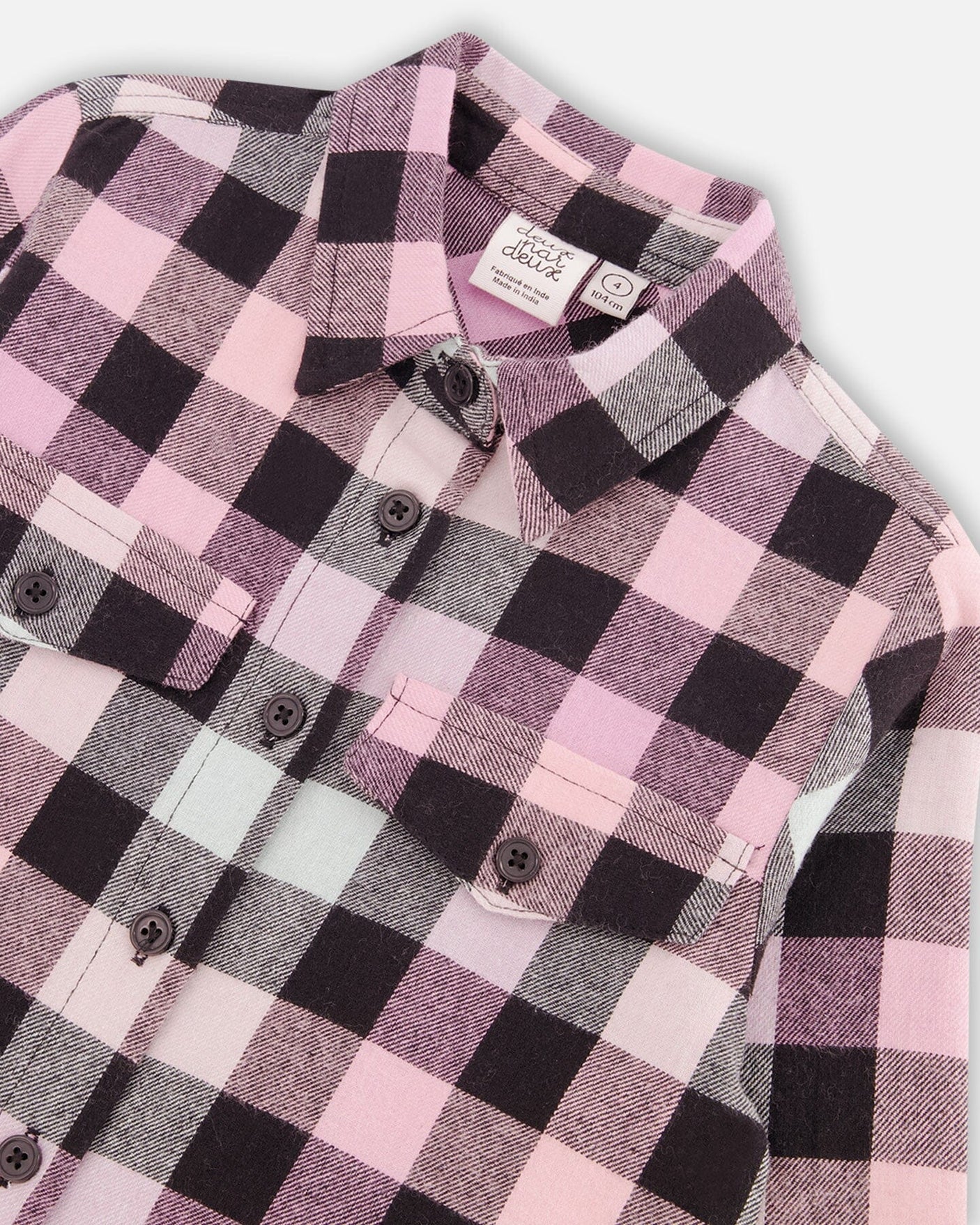 Long Flannel Shirt Flash Pink Plaid-4