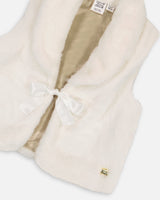 Faux Fur Vest With Shawl Collar Off White-3