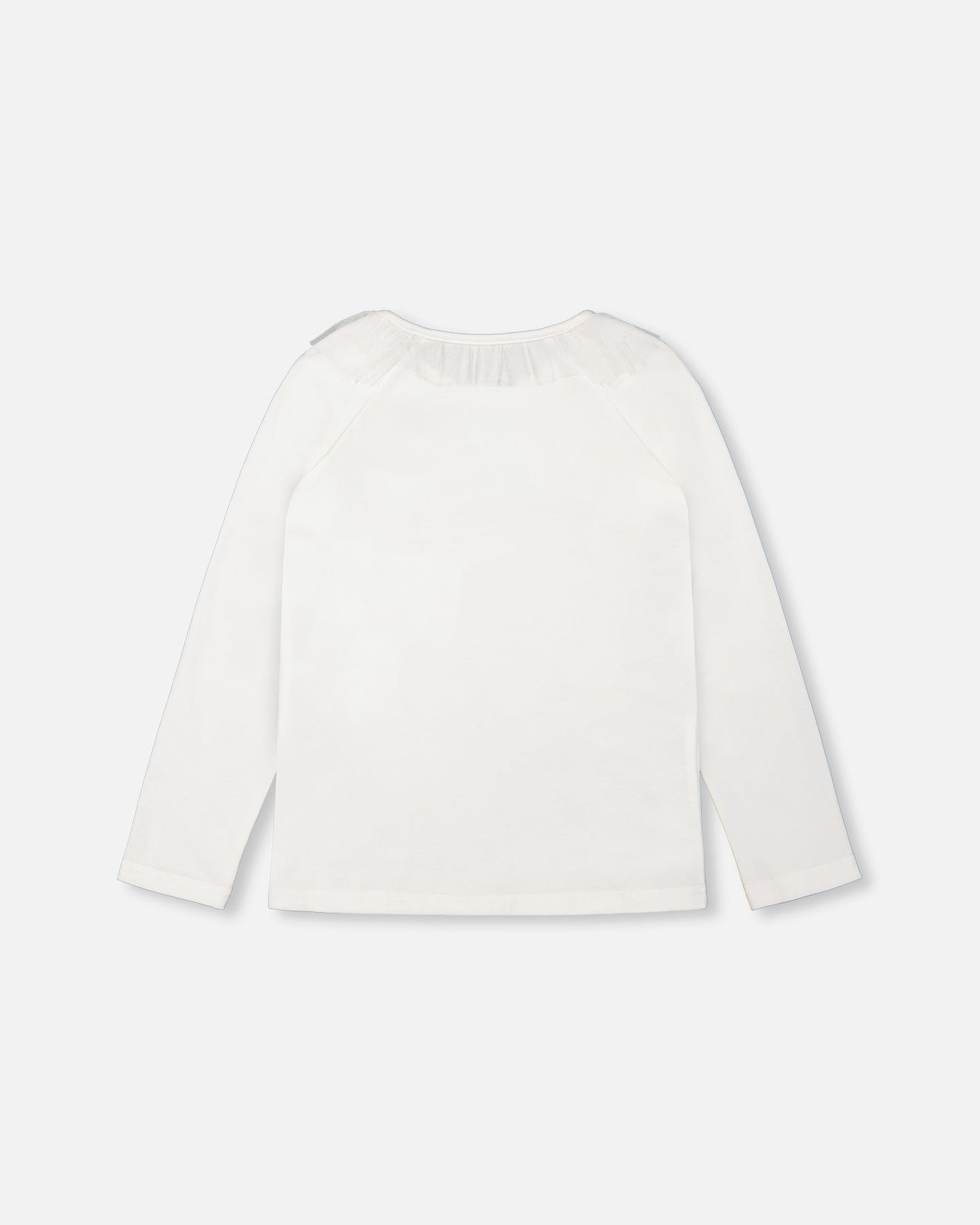 Long Sleeve Top With Frills Off White-1