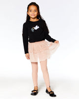 Long Sleeve Top With Frills Black-1