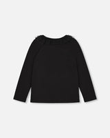 Long Sleeve Top With Frills Black-2