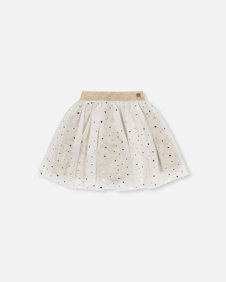 Glittering Tulle Skirt Off White-0