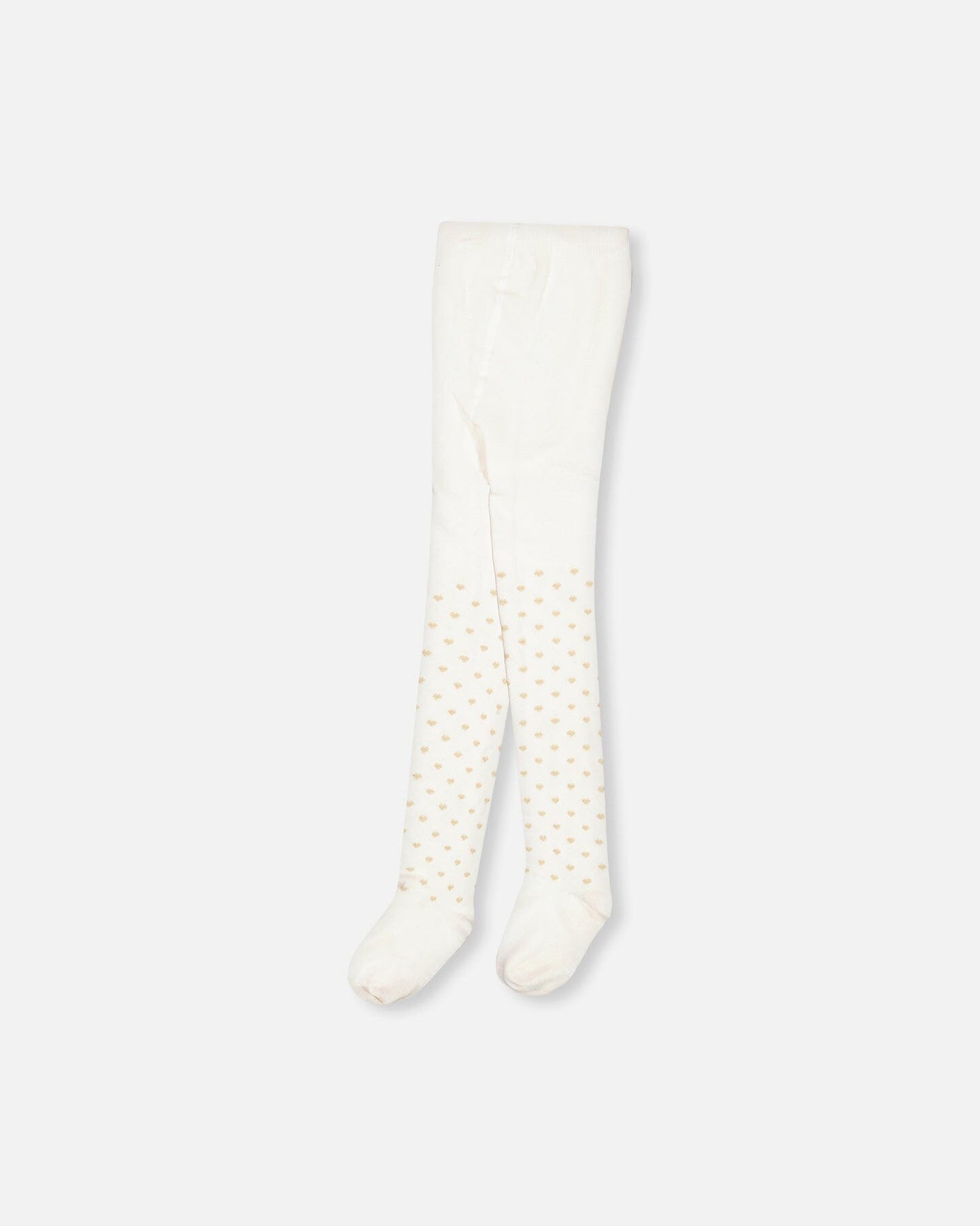 Gold Heart Pattern Tights Off White-2