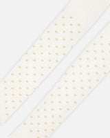 Gold Heart Pattern Tights Off White-4