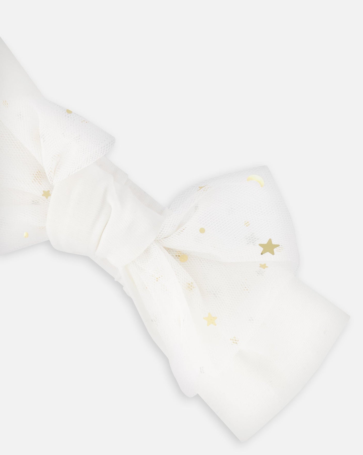Headband With Glittering Tulle Bow Off White-3