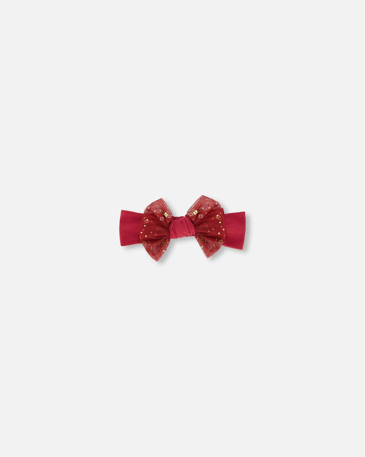 Headband With Glittering Tulle Bow Burgundy-0