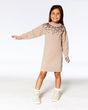 Gold Beige Knitted Dress With Sequins-1