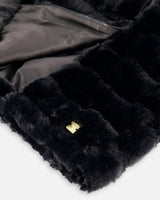 Hooded Faux Fur Zip Jacket Black-4