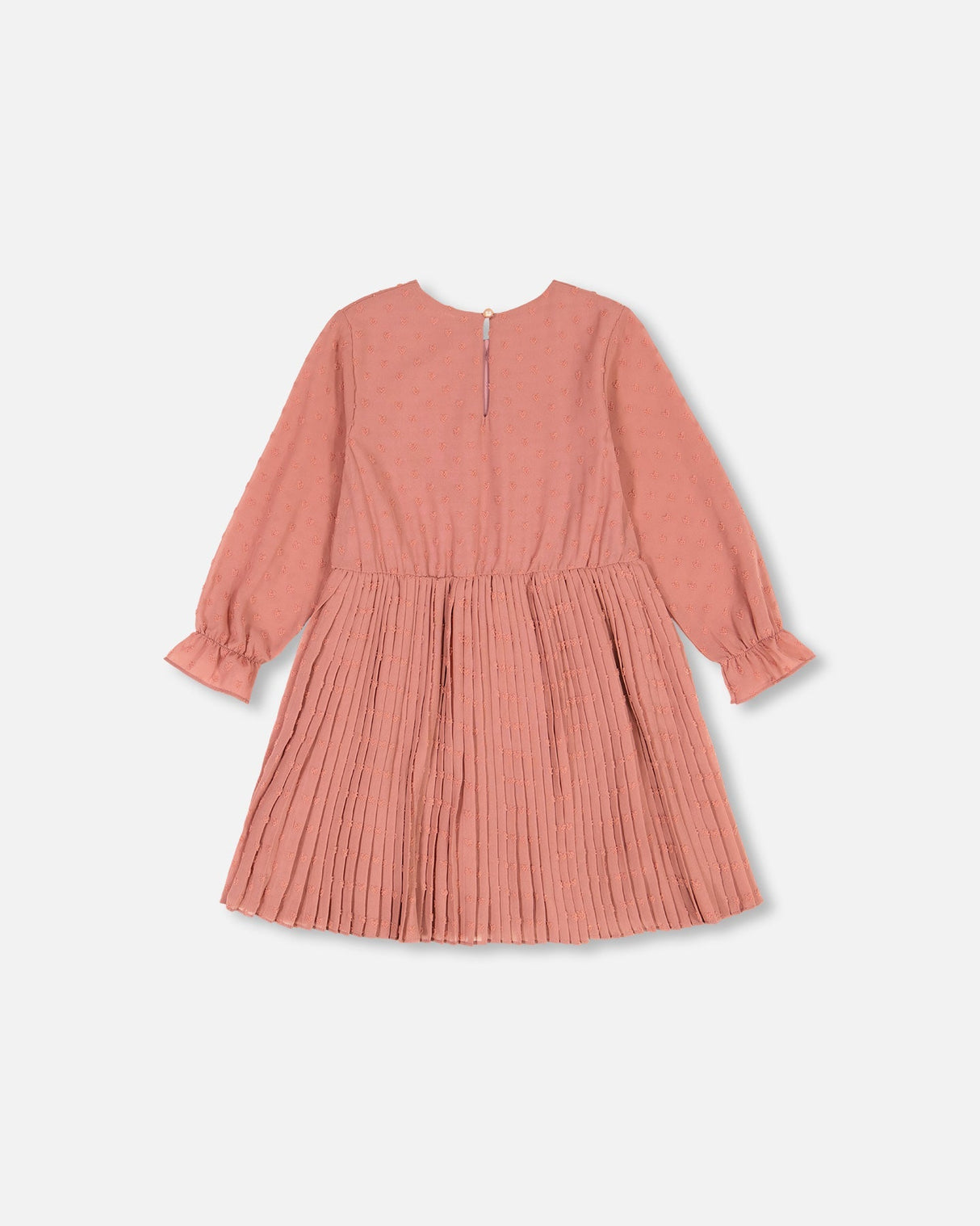 Chiffon Swiss Dot Heart Dress With Pleated Skirt Pink Cinnamon-2