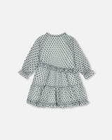 Chiffon Swiss Dot Dress With Frills Tea Green-2