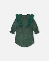 Light Velvet Dress With Chiffon Frills Sparkling Green-0