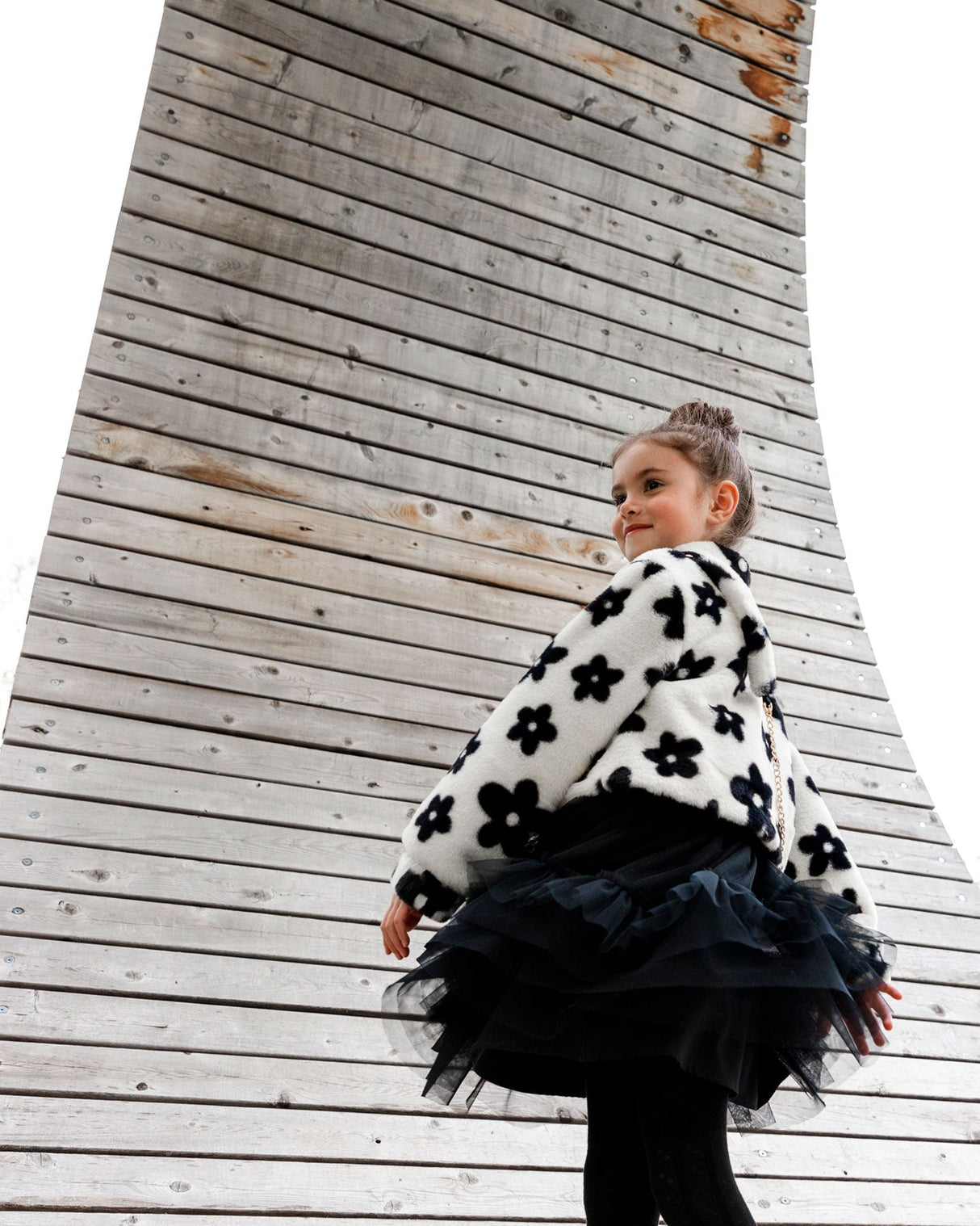 Bi-Material Sleeveless Velvet Dress With Tulle Skirt Black-1