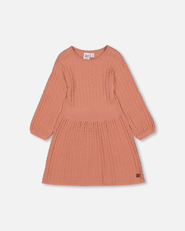 3/4 Sleeve Knitted Dress Cinnamon Pink-0