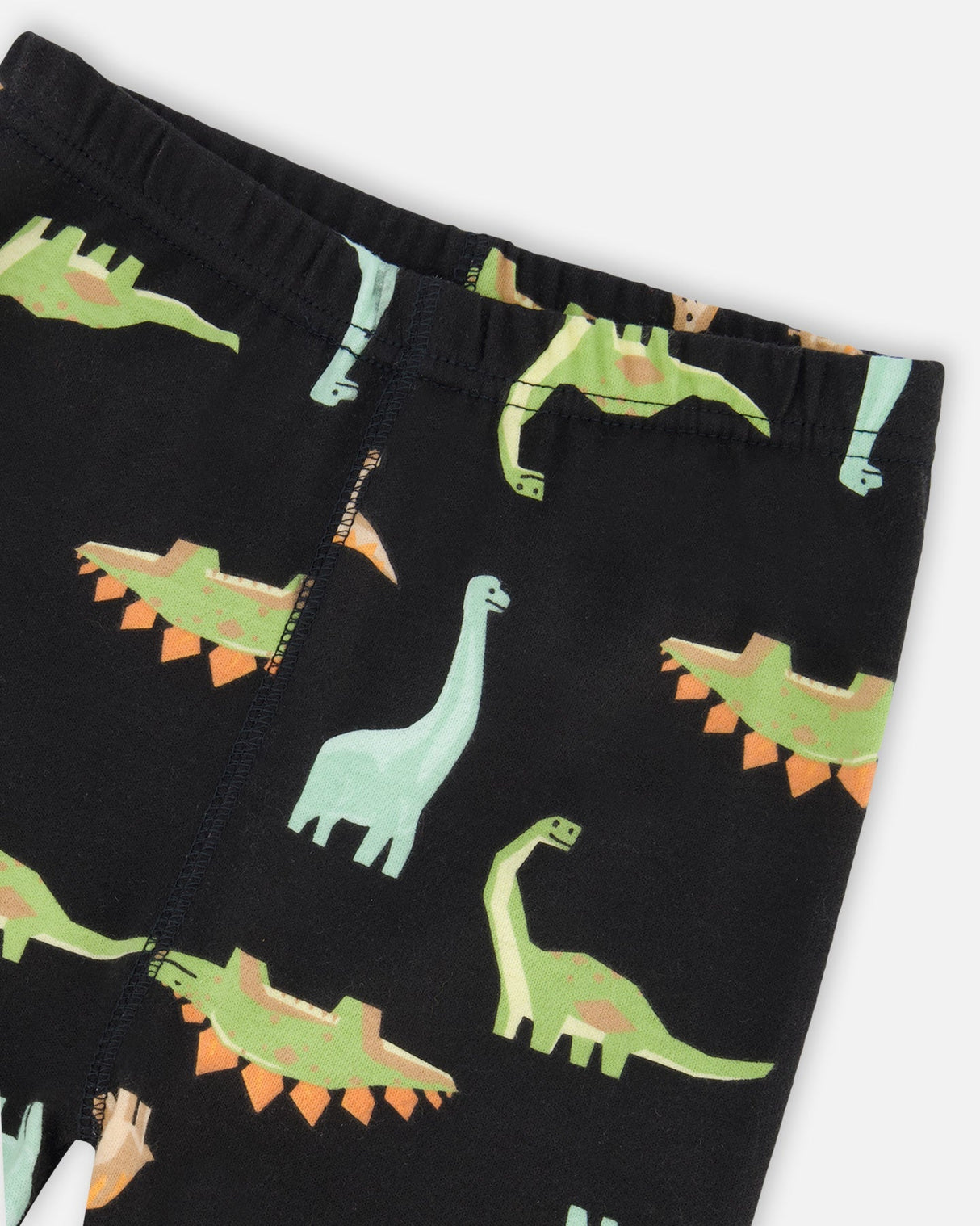Organic Cotton Two Piece Pajama Set Black With Dinosaurs Print-5