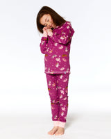 Organic Cotton Long Sleeve Two Piece Pajama Set Purple Little Cats Print-2
