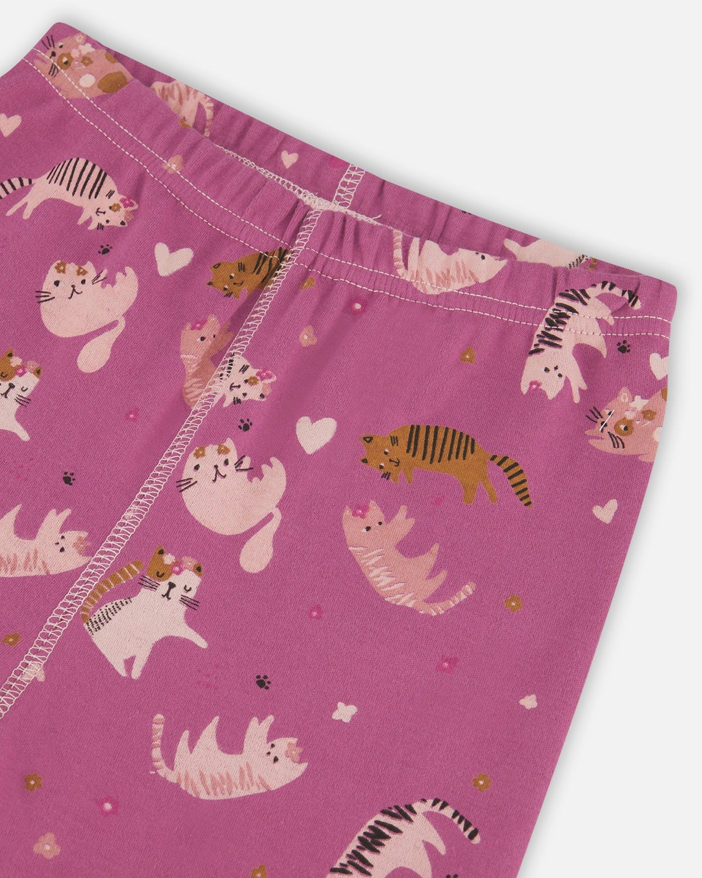 Organic Cotton Long Sleeve Two Piece Pajama Set Purple Little Cats Print-5