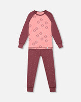 Organic Cotton Long Sleeve Two Piece Pajama Set Pink Penguins Print-0