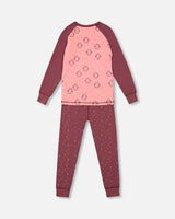 Organic Cotton Long Sleeve Two Piece Pajama Set Pink Penguins Print-2