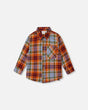 Flannel Shirt Orange And Blue Plaid-0