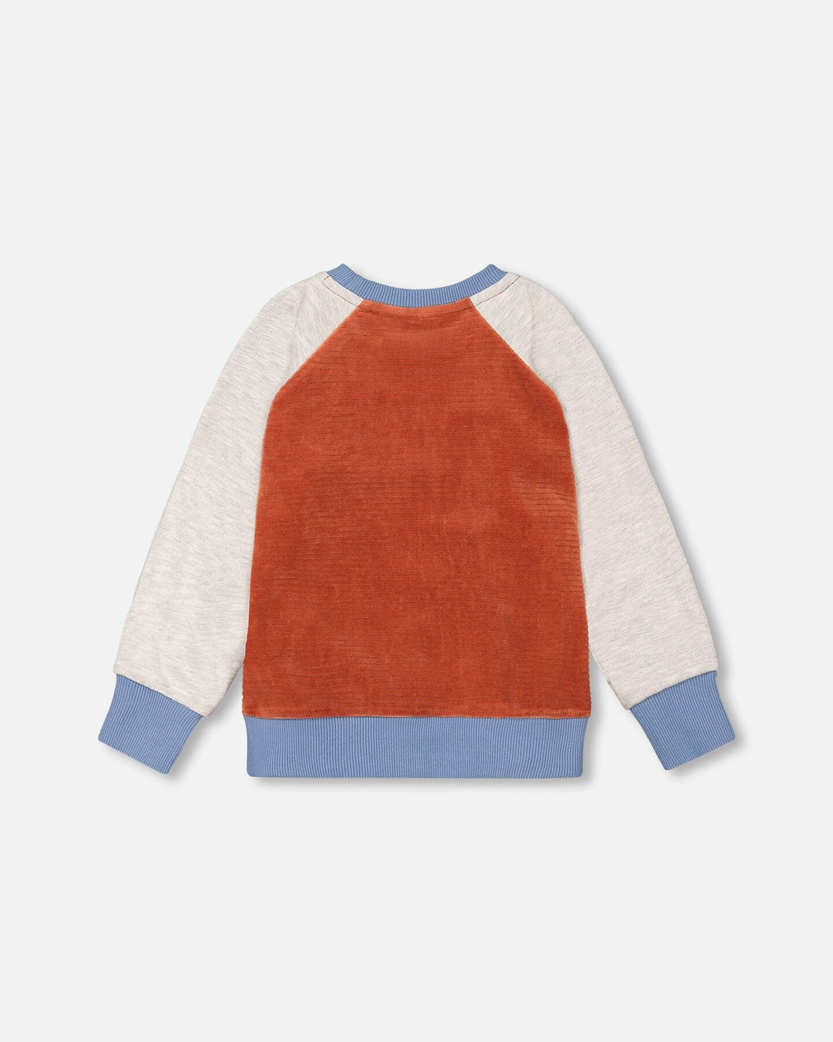 Color Block Raglan Velvet Rib Sweatshirt Burnt Orange-2