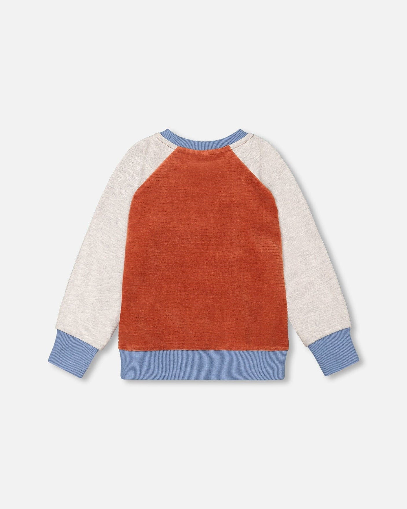 Color Block Raglan Velvet Rib Sweatshirt Burnt Orange-2